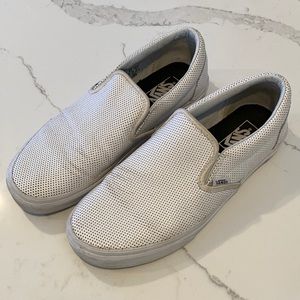 White Leather Slip-on Vans